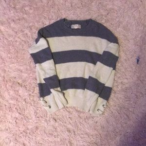 blue and white sweater